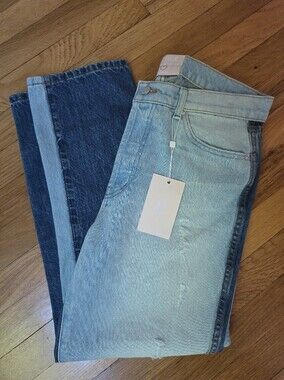 NWT REVICE Dream Fit Blue Jeans In Two Tone Denim